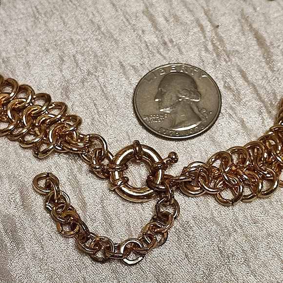 Clear Crystal Glass Faceted Beads Gold Tone Statement Bib Style Necklace - Picture 10 of 14